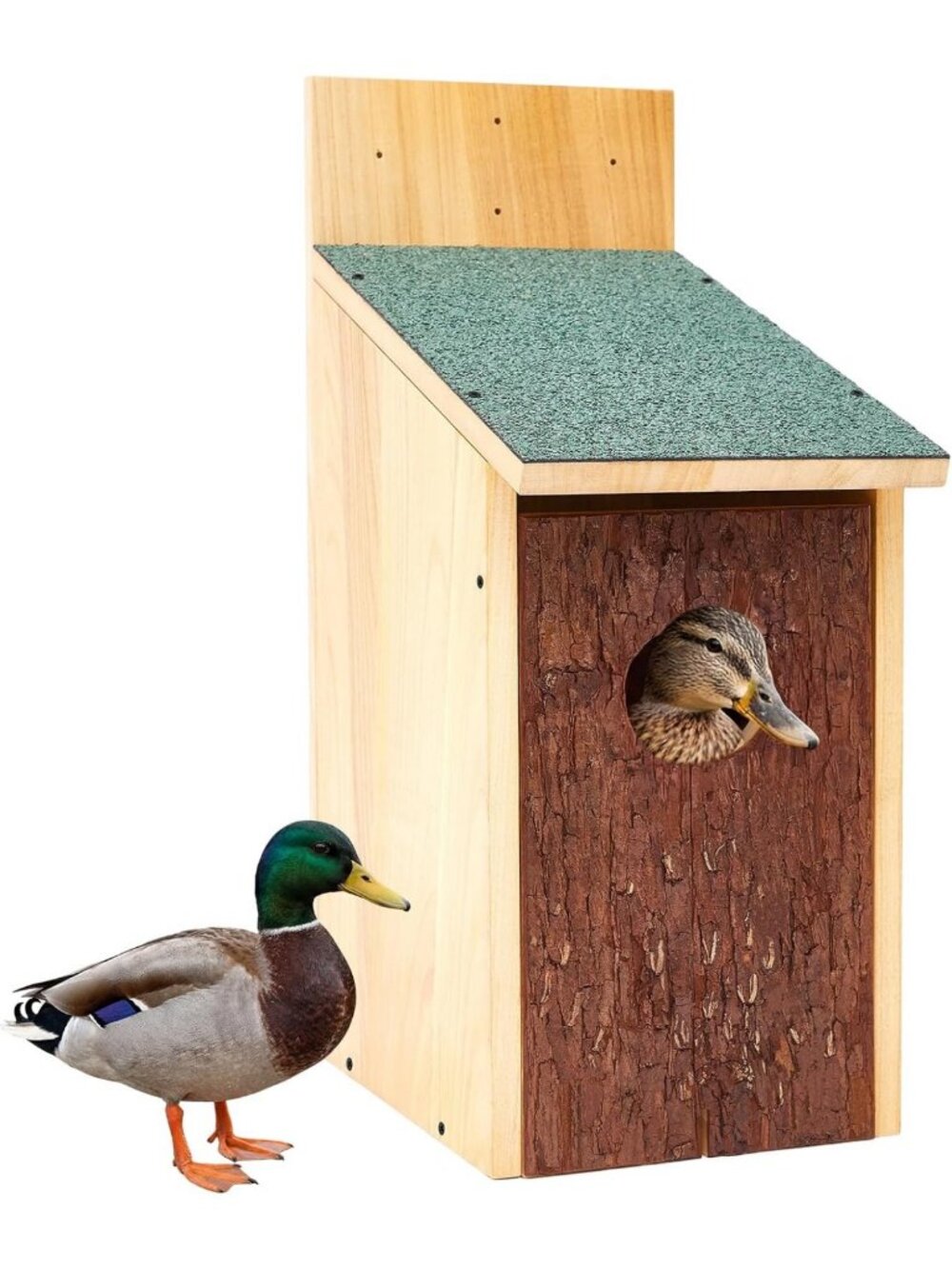 Wooden Duck Nesting Box - Waterproof Camouflage House for Outdoor Use